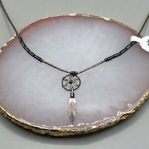 Vintage artisan sterling silver 925 Native American dreamcatcher pendant boho